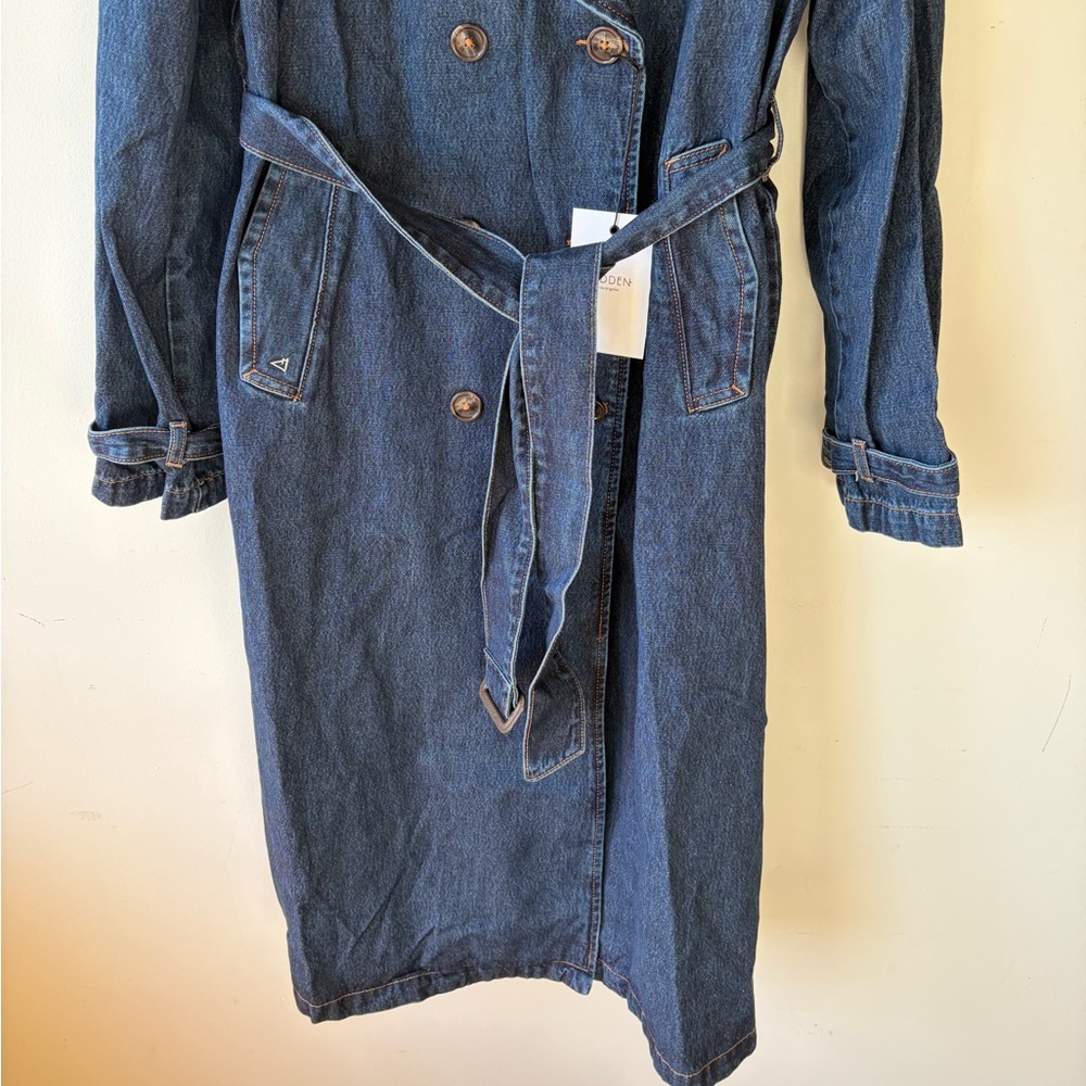 HIDDEN JEANS Devon Classic Denim Trench Coat Dark Wash Size Large - Picture 6 of 9